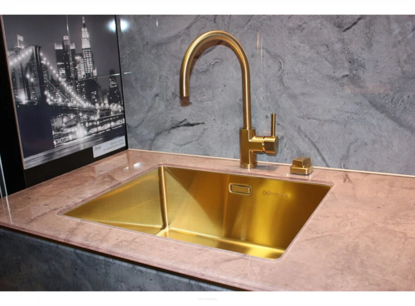 Мойка для кухни Omoikiri Taki 49-U/IF-LG 49 см светлое золото 4973523 (детальная фотография), из нержавеющей стали, стальные, металлические