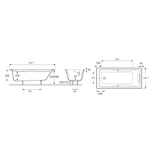 Ванна акриловая Jacob Delafon Odeon Up 180х80 см гидромассажная E5BB2200-00 (детальная фотография), современныe, hi-tech