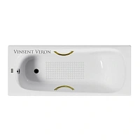 Чугунная ванна Vinsent Veron Concept VCO1607042H/VH0015GD-AS, 160 x 70 см, с антискользящим покрытием, ручки золото, цвет белый
