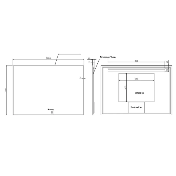 Зеркало с подсветкой Boheme 100 см черное матовое 543-100-B (детальная фотография), по запросу