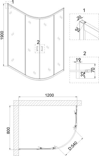 Душевой уголок Niagara Nova 120x80 см профиль хром 66210811 (детальная фотография), современные, hi-tech