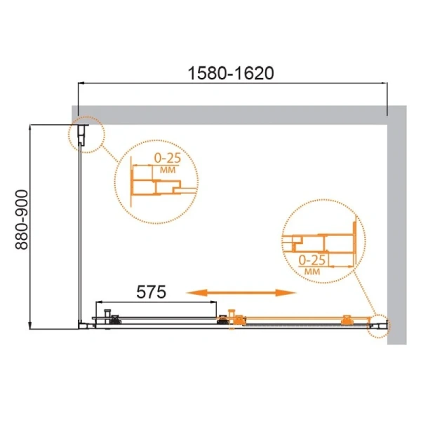 Душевой уголок Cezares Molveno 160x90 см стекло прозрачное MOLVENO-AH-11-160/90-C-Cr-IV (детальная фотография), прямоугольные