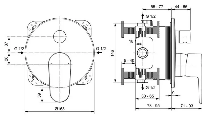 Смеситель для душа Ideal Standard Cerafine O A7350 однорычажный (детальная фотография), для душа