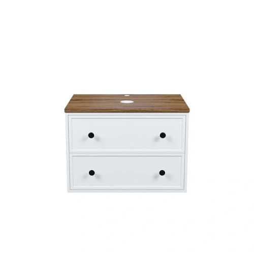 Тумба под раковину подвесная IDDIS Torr 70 см белая/макадамия орех - фото 3