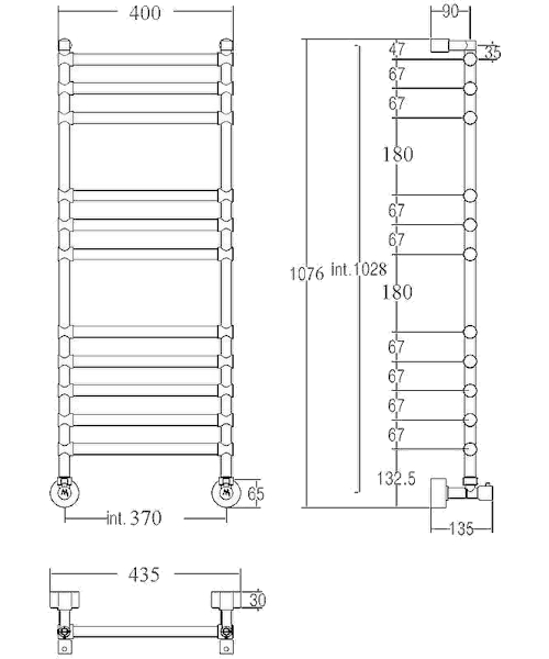 Полотенцесушитель водяной Margaroli Sole 370-464-11, 11 секций (детальная фотография), современные, hi-tech