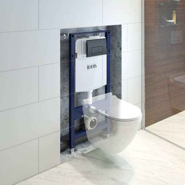 Инсталляция для унитаза IDDIS Optima Home клавиша смыва черная OPH00MBi32K (детальная фотография), в наличии