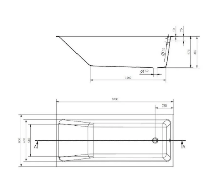 Ванна акриловая Cersanit Crea 180x80 см приставная P-WP-CREA*180NL (детальная фотография), приставные