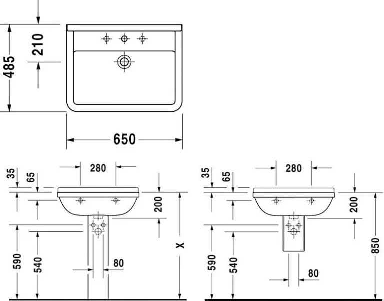 Раковина Duravit Starck 3 0300650000 (детальная фотография), по запросу index_1