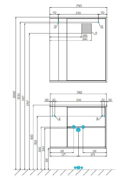 Зеркальный шкаф с подсветкой Акватон Бостон 75 см дуб эврика 1A240302BN010 (детальная фотография), по запросу