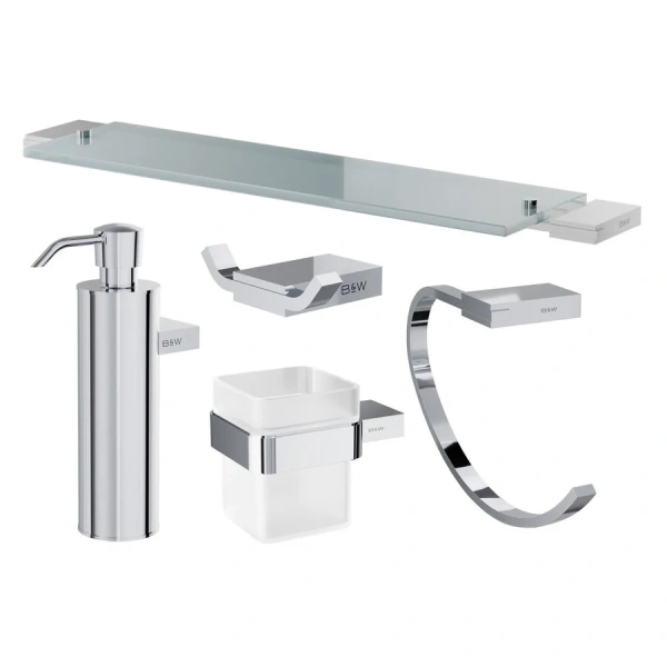 Набор аксессуаров для ванной Black&White Gravity хром 7710C (детальная фотография)