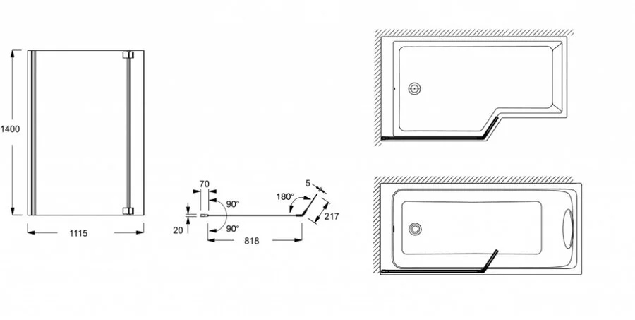 Шторка для ванны Jacob Delafon Bain-Douche Neo хром E4930-GA (детальная фотография), современные, hi-tech