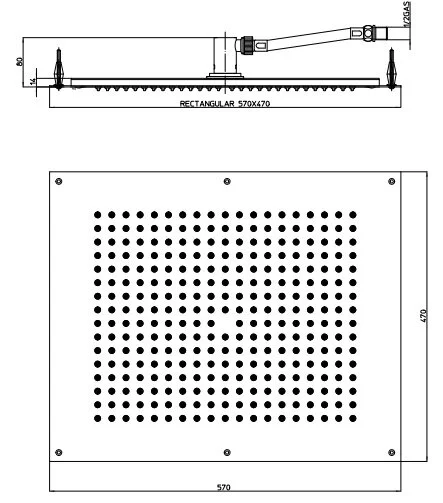 Верхний душ Bossini Drean Rectangular H38391.030 (детальная фотография), современные, hi-tech
