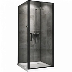 Душевой уголок Abber Sonnenstrand 80х85 см профиль черный, стекло прозрачное