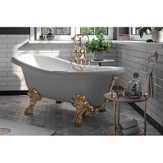 Ванна из искусственного камня Migliore Bella 170х80 см фурнитура золото