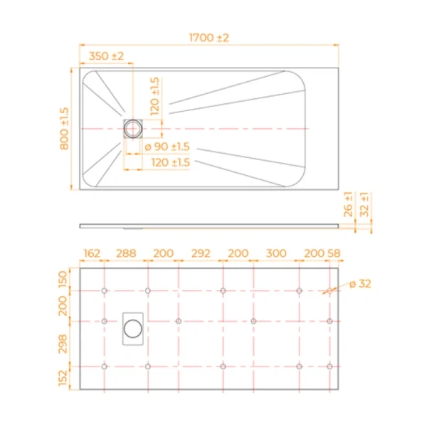 Душевой поддон RGW TSS-W 80x170 см белый 553502817-01 (детальная фотография), низкие до 15 см