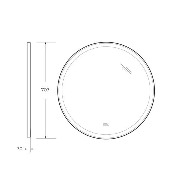 Зеркало с подсветкой Cezares Cadro 70 см круглое CZR-SPC-CADRO-700-LED-TCH-WARM (детальная фотография), с подсветкой