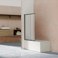 Шторка для ванны Vincea 100х145 см профиль вороненая сталь, стекло прозрачное