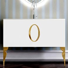 Тумба без раковины с 2 ножками, белая 100см. La Beaute KANTAL Фурнитура ЗОЛОТО