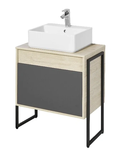 Тумба с раковиной Акватон Лофт Урбан 1A254001LQX60 65 см с двумя ящиками (детальная фотография), недорогo, комплект (набор)