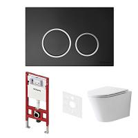 Унитаз с инсталляцией Tece TECEspring панель смыва черная матовая