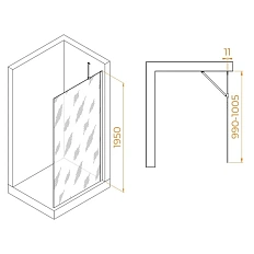 Душевая перегородка RGW Walk In WA-102-B 100 см профиль черный, стекло прозрачное