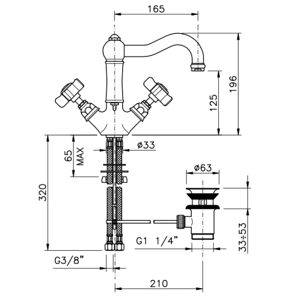 Схема (детальная фотография), для раковины