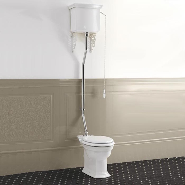 Унитаз с высоким бачком Devon & Devon Westminster IBWC с антивсплеском (детальная фотография), напольные