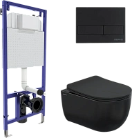 Унитаз с инсталляцией BERGES Ego кнопка черная