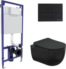 Унитаз с инсталляцией BERGES Ego кнопка черная