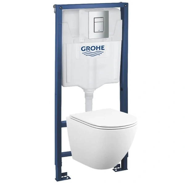 Унитаз с инсталляцией Grohe Rapid SL клавиша хром 39181001 (детальная фотография)