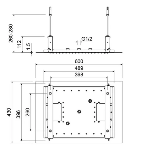 Верхний душ Акватек внешняя и скрытая часть хром AQ2083CR (детальная фотография), верхние души