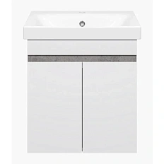 Тумба под раковину подвесная Misty Ронда 50 см белая/бетон Чикаго светло-серый