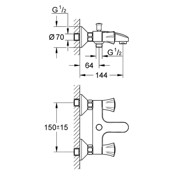 Смеситель для ванны Grohe Costa L 25450001 (детальная фотография), для ванны