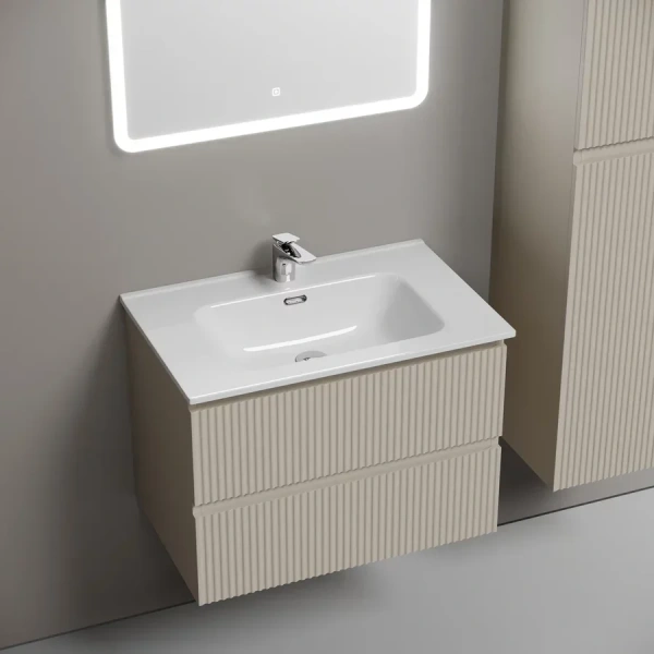 Тумба под раковину подвесная Sancos Snob R 70 см Beige Soft SNR70CE (детальная фотография), моноблок