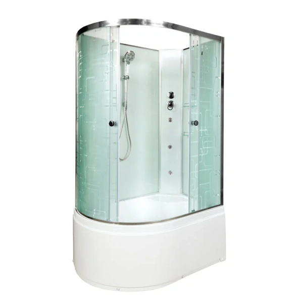 Душевая кабина Deto EM 110x80 см без крыши EM4511LNGM (детальная фотография), стеклянные, матовые, узорчатые