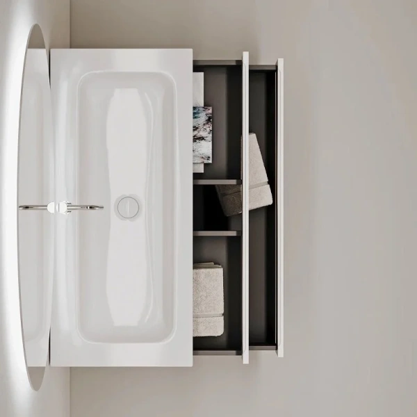 Тумба под раковину подвесная Sancos Folk 100 см bianco FL100W (детальная фотография), 100 см