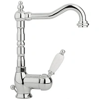 Смеситель для раковины Caprigo Adria-Uno 02-023-crm, с донным клапаном, цвет хром, ручка белая