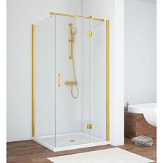 Душевой уголок профиль золотой стекло прозрачное Vegas-glass