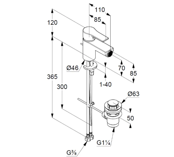 Смеситель для биде Kludi Zenta SL черный 485303965 (детальная фотография), для биде