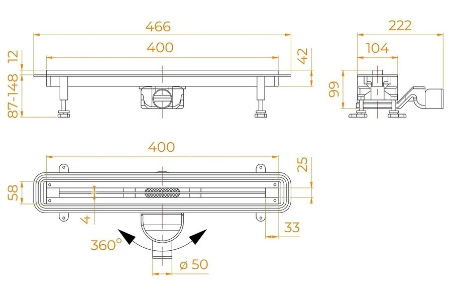 Душевой трап RGW SDR-56 40 см хром 79215640-01 (детальная фотография), душевой трап