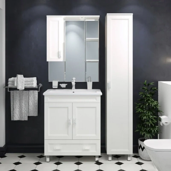 Шкаф-пенал напольный Misty Дива 35 см белый, левый П-Див05035-013ПрЛ (детальная фотография), пристенные, высокие