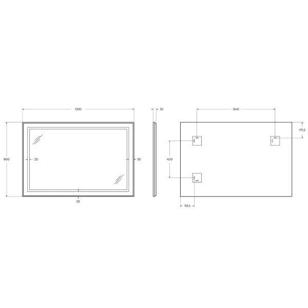 Зеркало с подсветкой BelBagno Kraft 120 см сатин SPC-KRAFT-1200-800-SENS-AL (детальная фотография), нет в наличии
