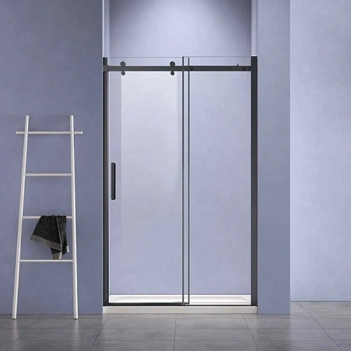 Душевая дверь в нишу Vincea Como-N 150 см профиль черный стекло прозрачное - фото 3