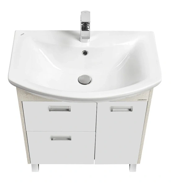 Тумба с раковиной напольная Акватон Бекка 1A208701BAC20 70 см белая/дуб сомерсет (детальная фотография), современная, hi-tech