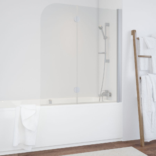 Душевая шторка на ванную профиль матовый хром стекло прозрачное Vegas-glass E2V 120 07 01 R (детальная фотография)