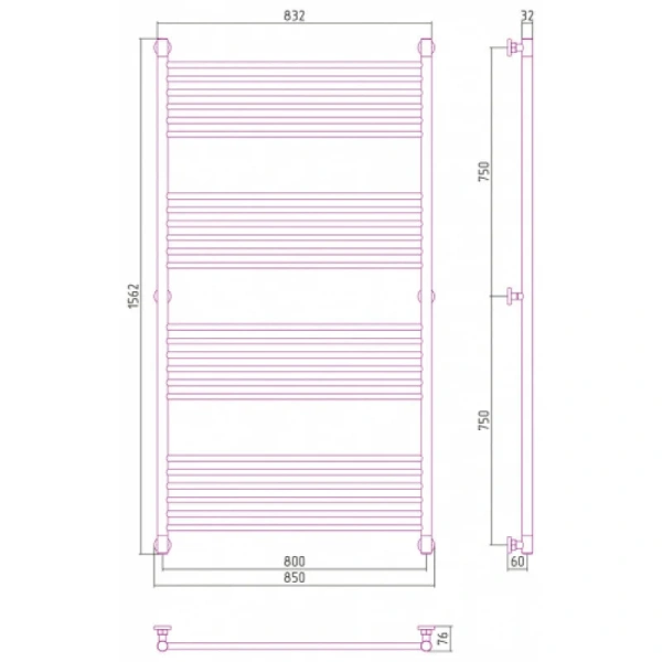 Полотенцесушитель водяной Сунержа Богема+ 80х150 см сатин 071-0220-1580 (детальная фотография), современные, hi-tech