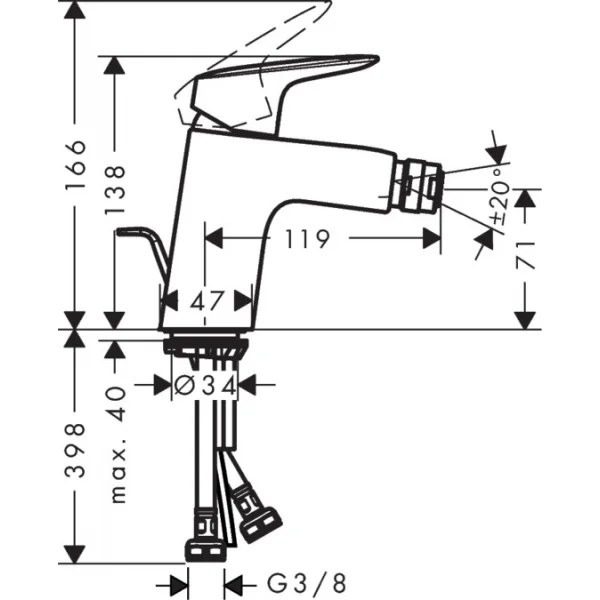 Смеситель для биде Hansgrohe Logis 71203000 (детальная фотография), для биде