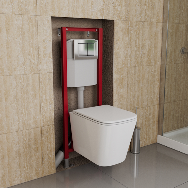 Инсталляция для унитаза D&K с клавишей хром DI8140116 (детальная фотография), с механическим сливом