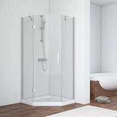 Душевой уголок профиль матовый хром стекло прозрачное Vegas-glass