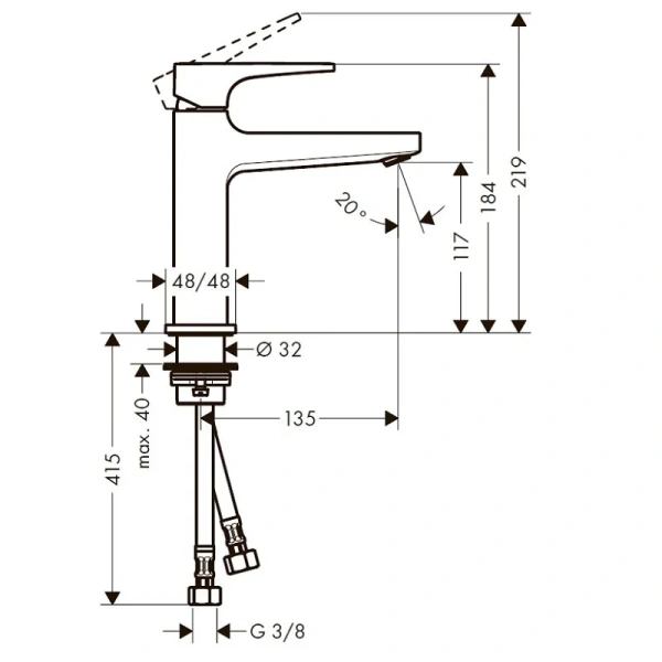 Смеситель для раковины Hansgrohe Metropol хром 74507000 (детальная фотография), для раковины